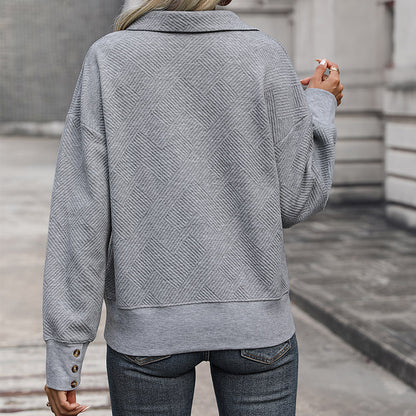 Vêtements d'automne pour femmes gris avec pull à col rabattu