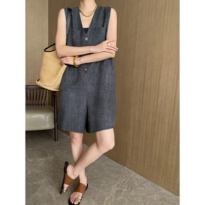 Office Hide Meat H Type Loose Slimming Casual Sleeveless Romper