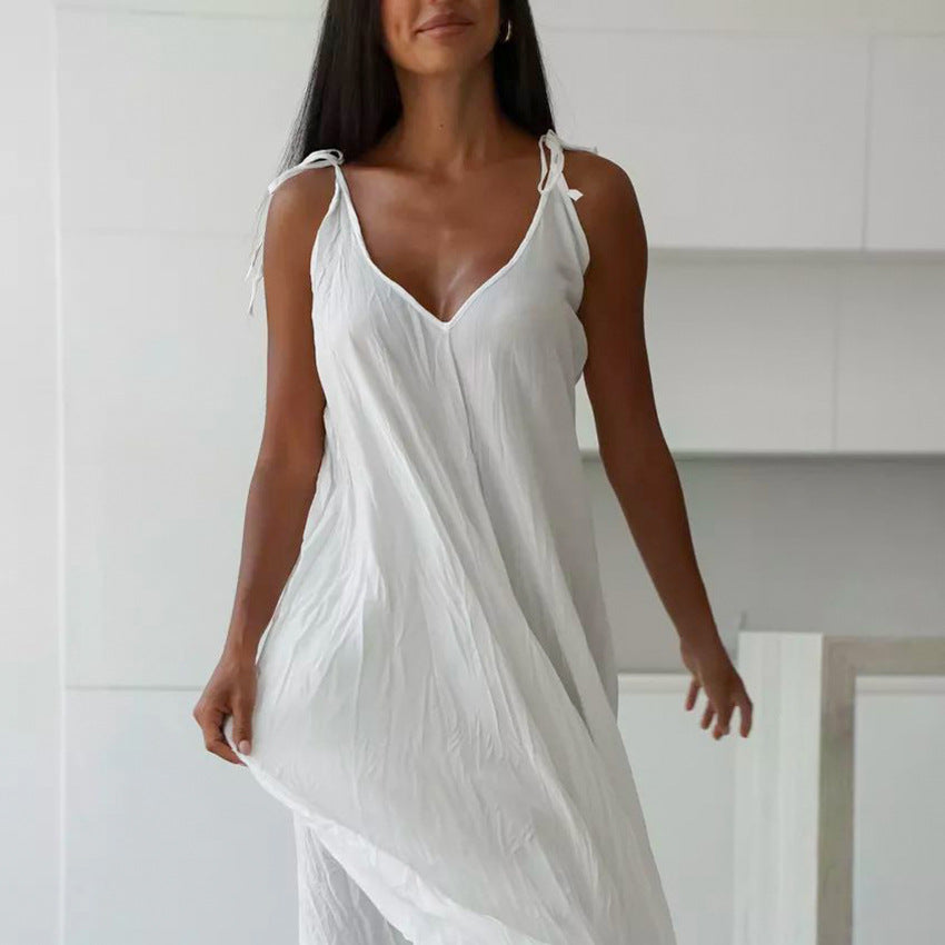 Chemise de nuit longue blanche ample pour femme, vêtement d'extérieur décontracté et confortable, vêtements d'intérieur