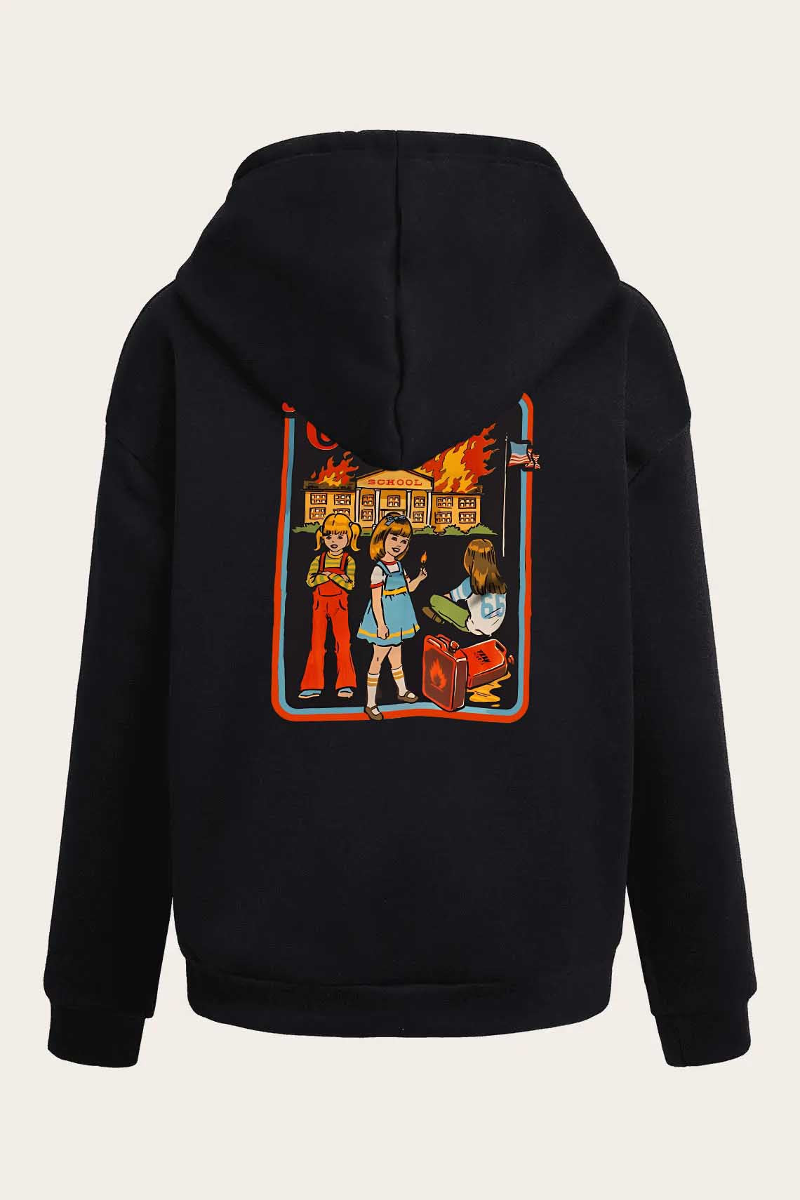 Pull à capuche automne hiver dessin animé horreur imprimé pull à capuche décontracté ample