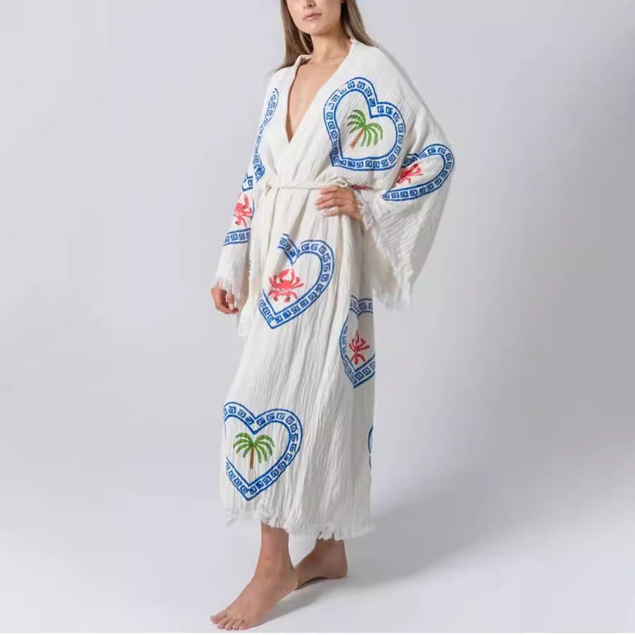 Loose Positioning Printed Coat Couple Home Wear