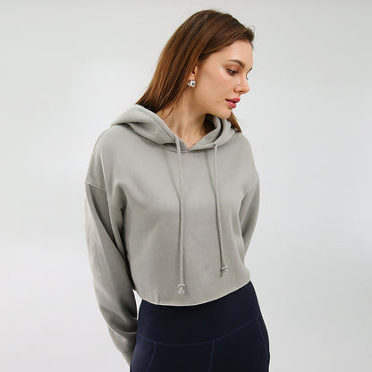 Pull de sport pour femme, automne-hiver, doublure polaire, sweat à capuche, haut court à manches longues personnalisé