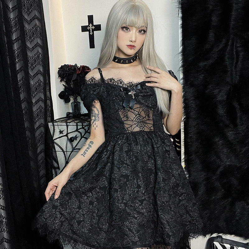 Frauen Kleidung Herbst Dark Halloween Gothic Kurzes Kleid