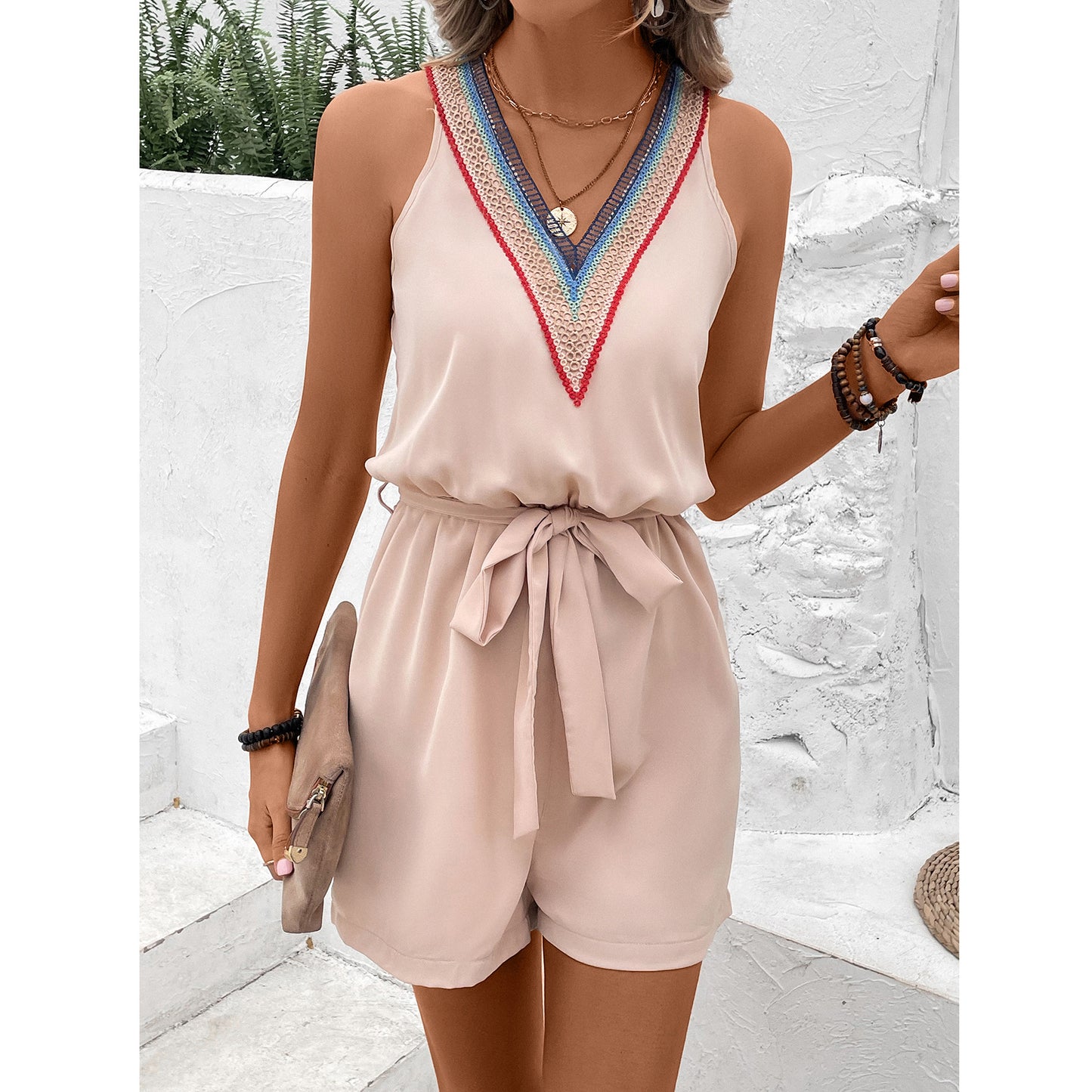 Vêtements pour femmes Real Shot Sexy Bretelles Une pièce Femmes Taille serrée Slim Romper