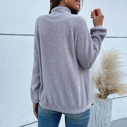 Sweat-shirt polaire à manches longues pour femme, vêtements d'automne et d'hiver