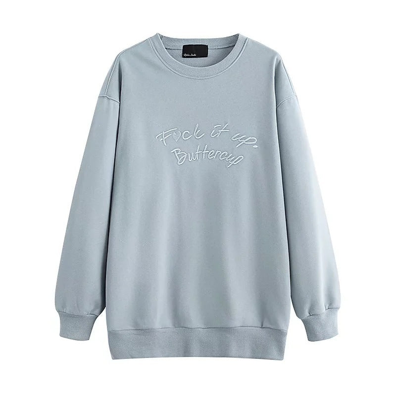 Autumn Casual Urban Casual Fleece Women Pullover round Neck Loose Women Sweater Sweatshirt