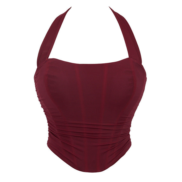 Mesh Breathable Double Strap Series Neck Women Tube Top Body Shaping Top