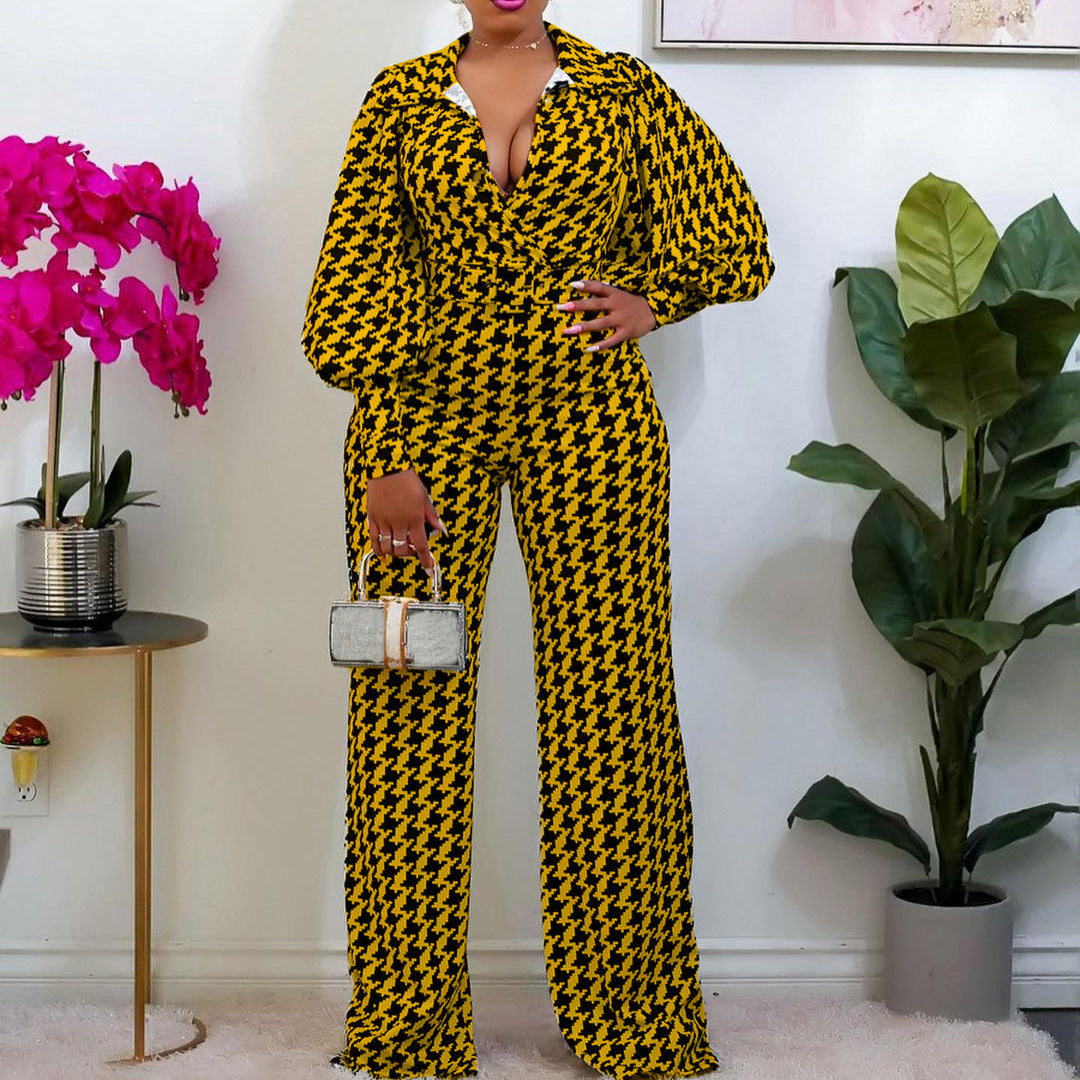 Vêtements de printemps pour femmes, combinaison africaine élégante à taille haute, coupe droite, jambes larges, lanterne