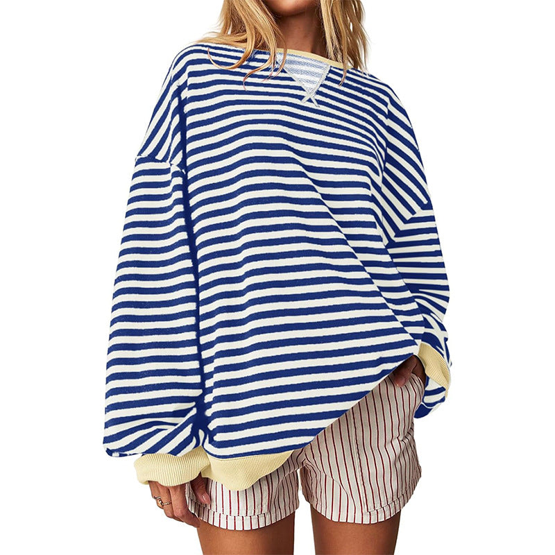 Women Clothing Autumn Winter Oversized Casual Thickening Striped Sweater Women