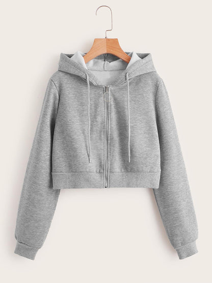 Automne Hiver Nouveaux Vêtements Pour Femmes Fermeture Éclair À Capuche Polaire Sweats À Capuche Courts