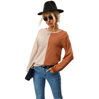 Damen Herbst Kleidung Top Nähte Langarm Bottoming für Frauen Sweatshirt