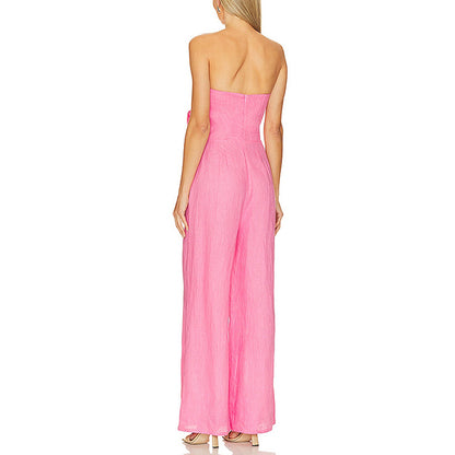 Besonderes Interesse Eleganter Damen-Jumpsuit, dreidimensionaler Sommer-Jumpsuit mit Blumennähten und Tube-Top für Damen