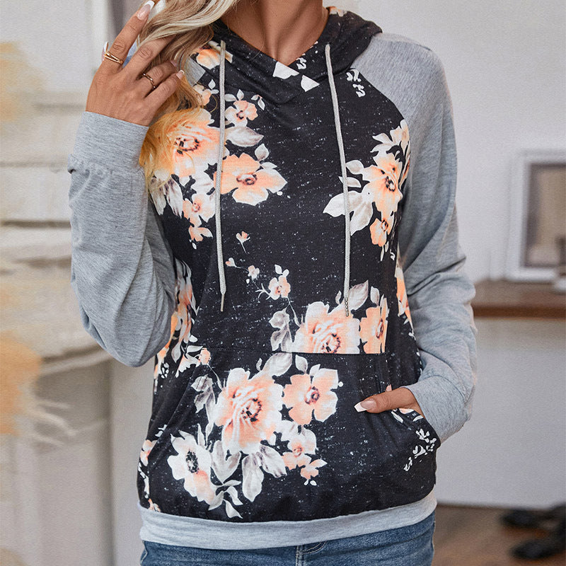 Herbst Damen Kleidung Langarm Patchwork Hoodie