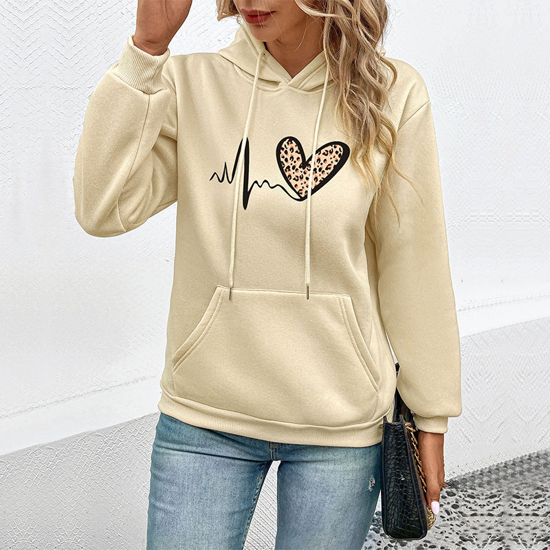 Herbst Damen tragen bedruckten Hoodie