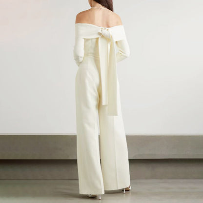 Neckholder-Jumpsuit „Sommergöttin“ von eleganter Prominenten-Hose mit hoher Taille und weitem Bein