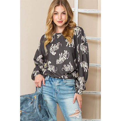 Herbst Lose Pullover Frauen Personalisierte Tier Floral Print Langarm Pullover Frauen