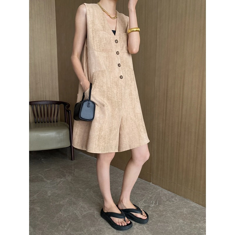 Office Hide Meat H Type Loose Slimming Casual Sleeveless Romper