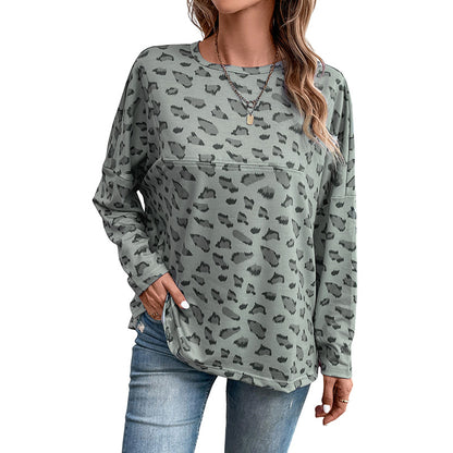 Pull décontracté à manches longues pour femme, imprimé léopard, automne