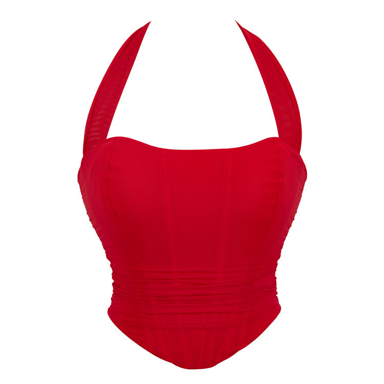 Mesh Breathable Double Strap Series Neck Women Tube Top Body Shaping Top