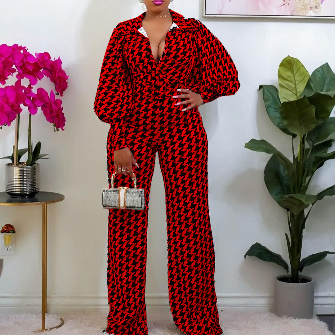 Vêtements de printemps pour femmes, combinaison africaine élégante à taille haute, coupe droite, jambes larges, lanterne