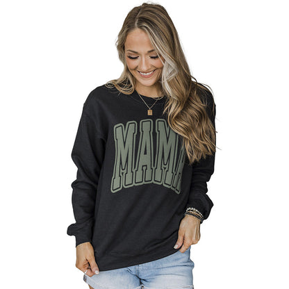 Pull d'automne col rond manches longues haut femme ample décontracté lettre graphique imprimé sweat-shirt femme