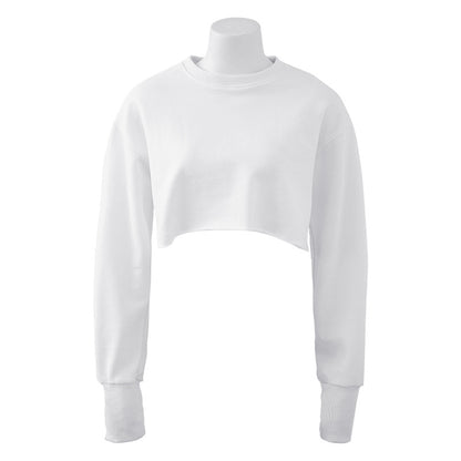 Cropped Cropped Hoodie Damen Kleidung Fleece Gefüttert Pullover Langarm Yoga Fitness Sportmantel