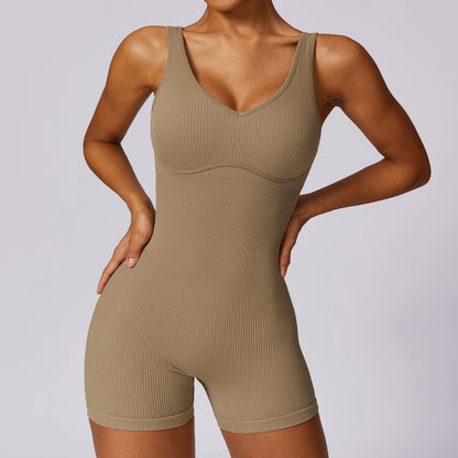 Combinaison de yoga sans couture haute résistance pour femme, combinaison de sport élastique moulante, fitness, une pièce