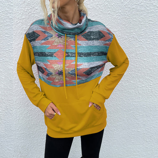 Pull à col roulé pour femme, vêtement d'automne et d'hiver, imprimé multicolore, pull pour femme