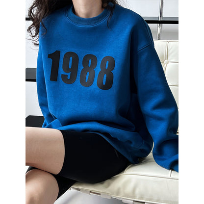 Printed Pullover Sweatshirt Women Lazy Loose Early Autumn Oversize Top