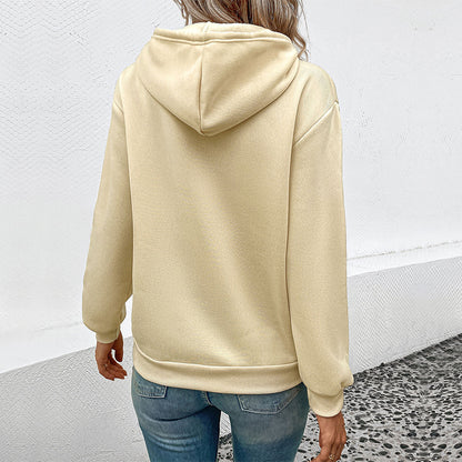 Sweat à capuche à manches longues et couleur unie pour femme, vêtement d'automne