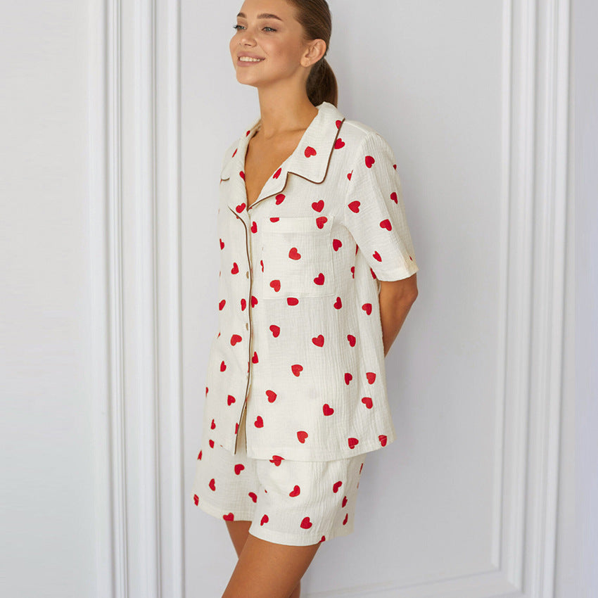 Pyjama sexy d'automne à manches cinq quarts et short pour femme, tenue française douce et soyeuse pour la maison