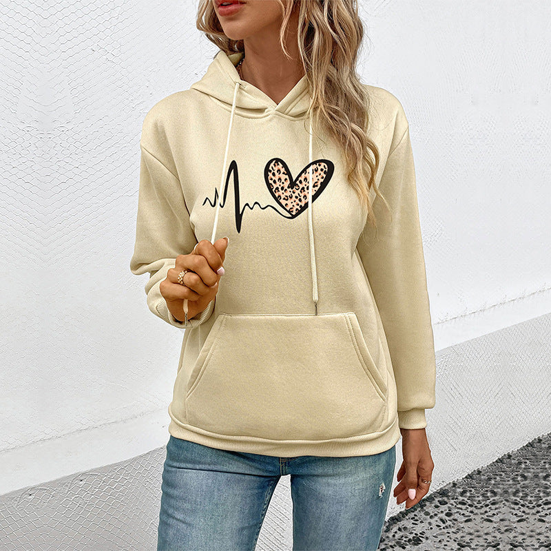 Herbst Damen tragen bedruckten Hoodie