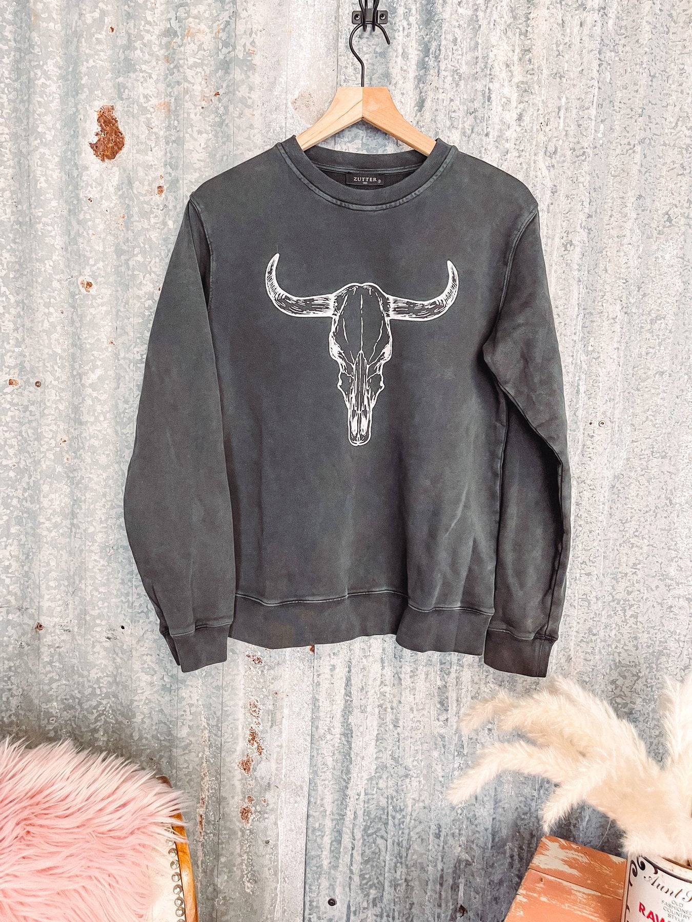 Pull en coton imprimé tête de vache pour femme