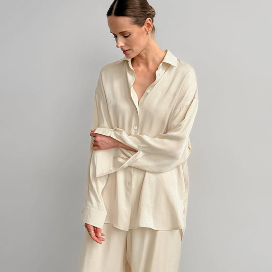 Pyjama en soie imitée, pantalon ample à manches longues, ensemble deux pièces, soutien à la mode, vêtements d'extérieur, vêtements de maison pour femmes