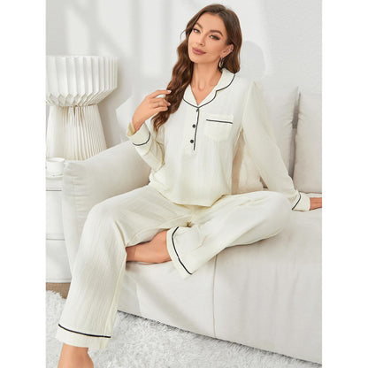 Pyjama deux pièces pour femme, cardigan à manches longues et pantalon, vêtements d'intérieur, automne et hiver