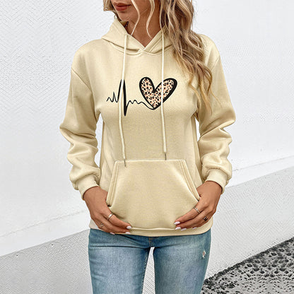 Herbst Damen tragen bedruckten Hoodie