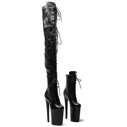 Leecabe 23CM/9Inch Pu Oberen Reißverschluss geteilte Stiefel Frauen Neues Design Drei Möglichkeiten, Stiefel zu tragen Extrem hoher Absatz Abnehmbare Stiefel