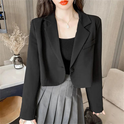 2024 Nouvelle mode coréenne Blazers courts pour femmes à manches longues boutonné veste de costume femme élégant tout match bureau Blazer femme