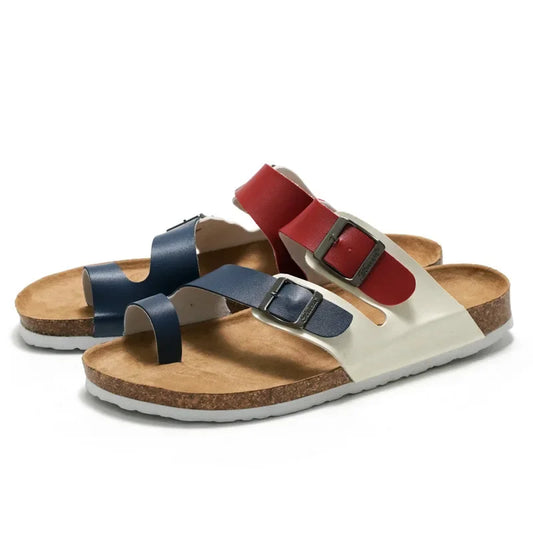 CEVABULE Herren Flip-Flops Kork Sandalen Strand Flip-On Paare Leder Herrenschuhe KWN