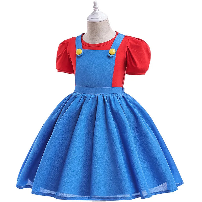 Mario Dress Cosplay Fancy Dress Outfit Halloween Carnival Girls Super Brothers Costume