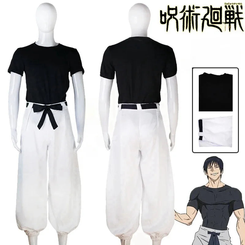 Anime Jujutsu Kaisen Staffel 2 Toji Fushiguro Cosplay Kostüm Perücke Uniform Zauberer Killer Halloween Kostüm für Frauen Männer