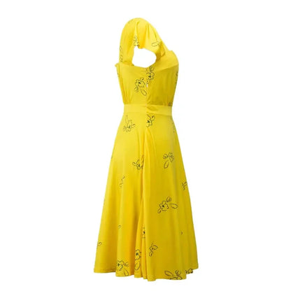 Movie La La Land Mia Cosplay Costume Halloween Carnival Party Yellow Dress Women's Summer Sleeveless Skirt