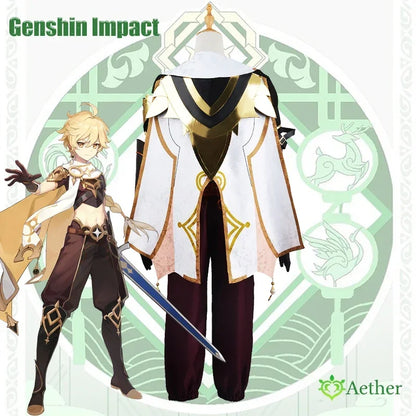 Genshin Impact Aether Cosplay Kostüm Erwachsene Karneval Uniform Perücke Anime Halloween Party Kostüme Maskerade Frauen Spiel