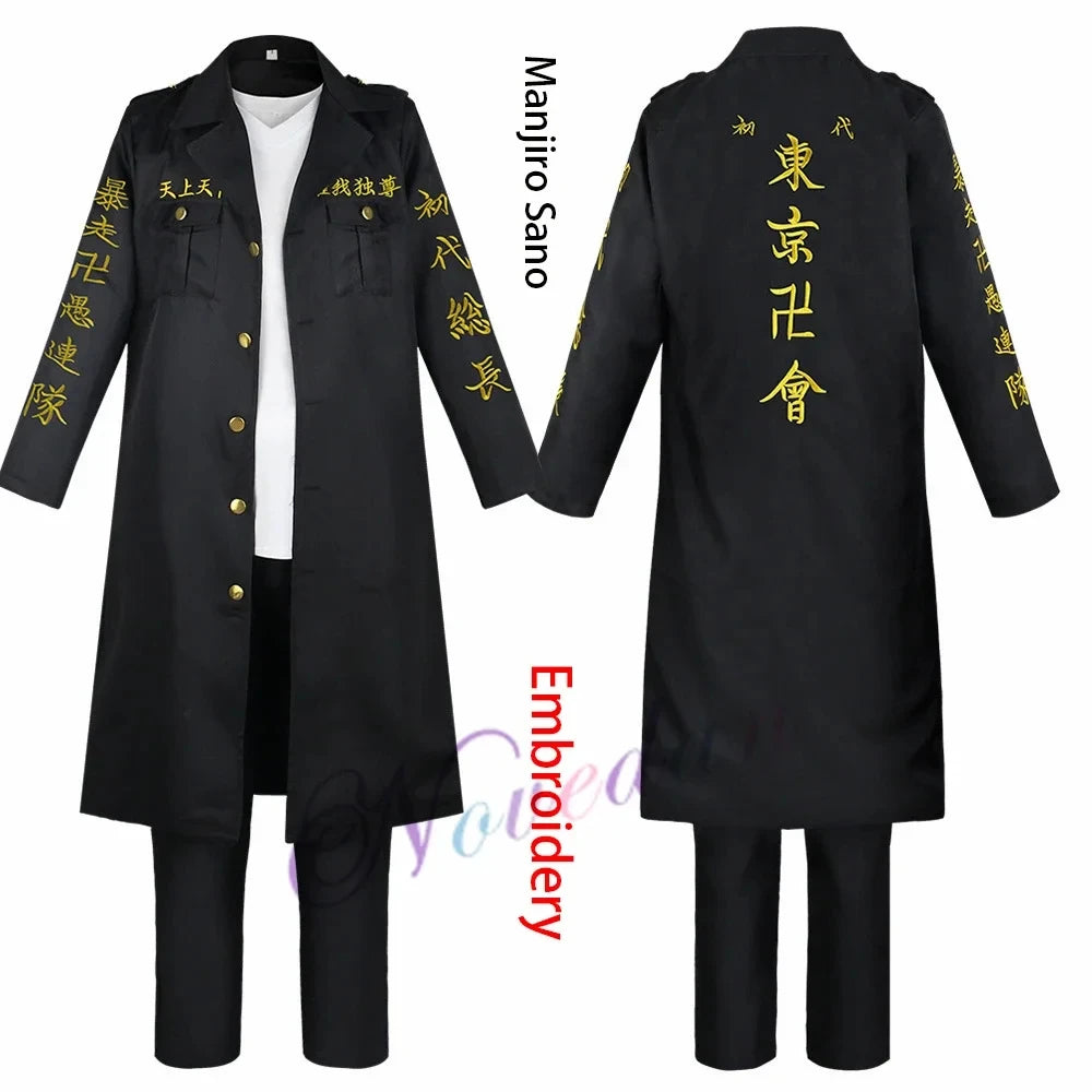 Anime Tokyo Revengers Cosplay Costume Mikey Manjiro Sano Ken Broderie Veste Manteau Tokyo Manji Gang Cosplay Uniforme Femmes Hommes