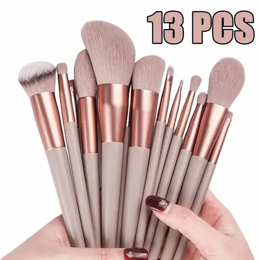 Lot de 13 pinceaux de maquillage doux et moelleux pour cosmétiques, fond de teint, blush, poudre, fard à paupières, mélange Kabuki, outil de beauté