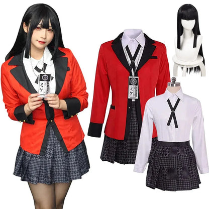 Anime Kakegurui Jabami Yumeko Cosplay Kostüm Halloween Sayaka Compulsive Gambler Japanische Schulmädchen JK Uniform Halloween Cos