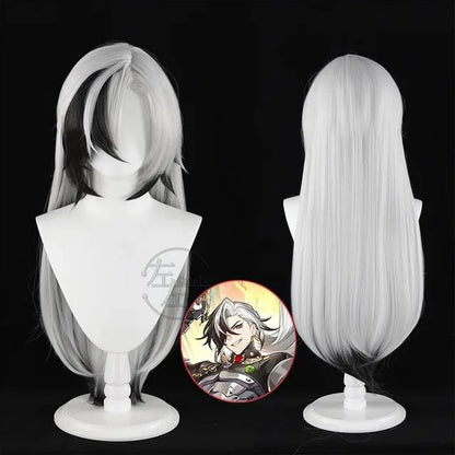 Boothill Cosplay Perücke Ohrringe Honkai Star Rail 80CM Grau Weiß Lange Haare Galaxy Ranger Frauen Männer Halloween Outfit Rolle Spielen Prop