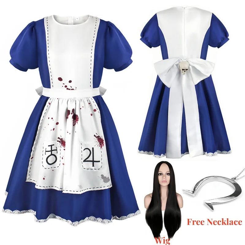 Anime Alice Prinzessin Kleid Dienstmädchen Schürze Kleid Spiel Madness Returns Alice Cosplay Kostüm Für Frauen Mädchen Halloween-Party