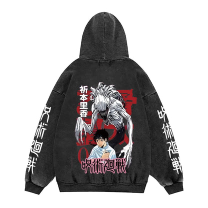 Jujutsu Kaisen Anime Hoodies Men Women 100%Cotton Toji Gothic Manga Sweatshirts Vintage Casual Pullover Fashion Streetwear Daily