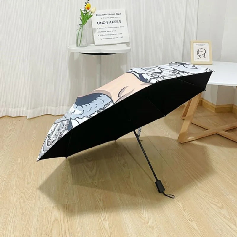 One Piece Nika Luffy Fold Umbrella Anime Automatic Opening Closing  Automatic Three Fold Umbrella Black glue Sunscreen Umbrella